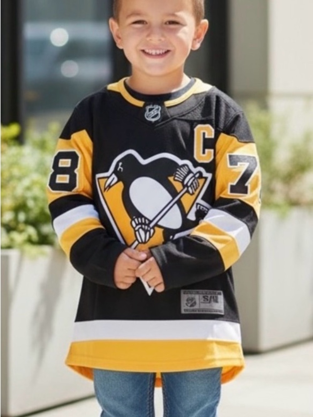 LPA Kids Black and Yellow Hockey Jersey with Penguin Crest NWT